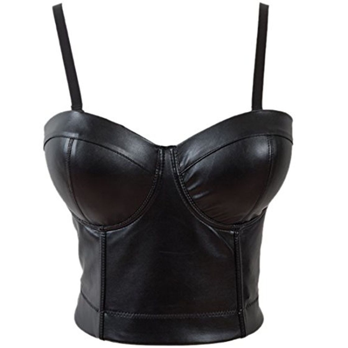 Fashion Aiuem Negro PU Cuero Bralet Bustier gótico Punk de Las Mujeres del