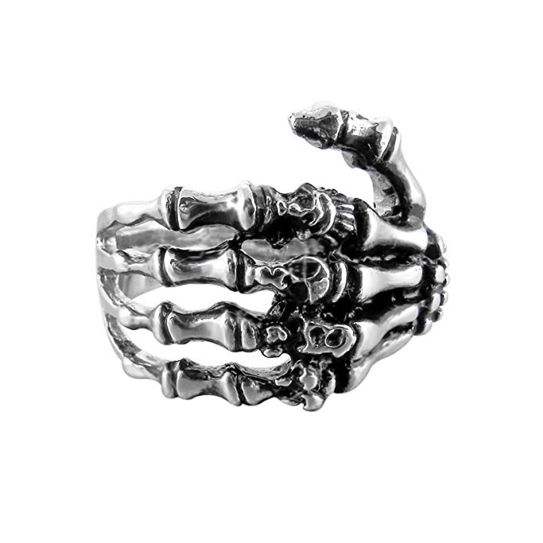 Producto MunkiMix Acero Inoxidable Anillo Ring Banda Venda El Tono De Plata Negro Cráneo Calavera Mano Hand Hueso Talla Tamaño 15 Hombre