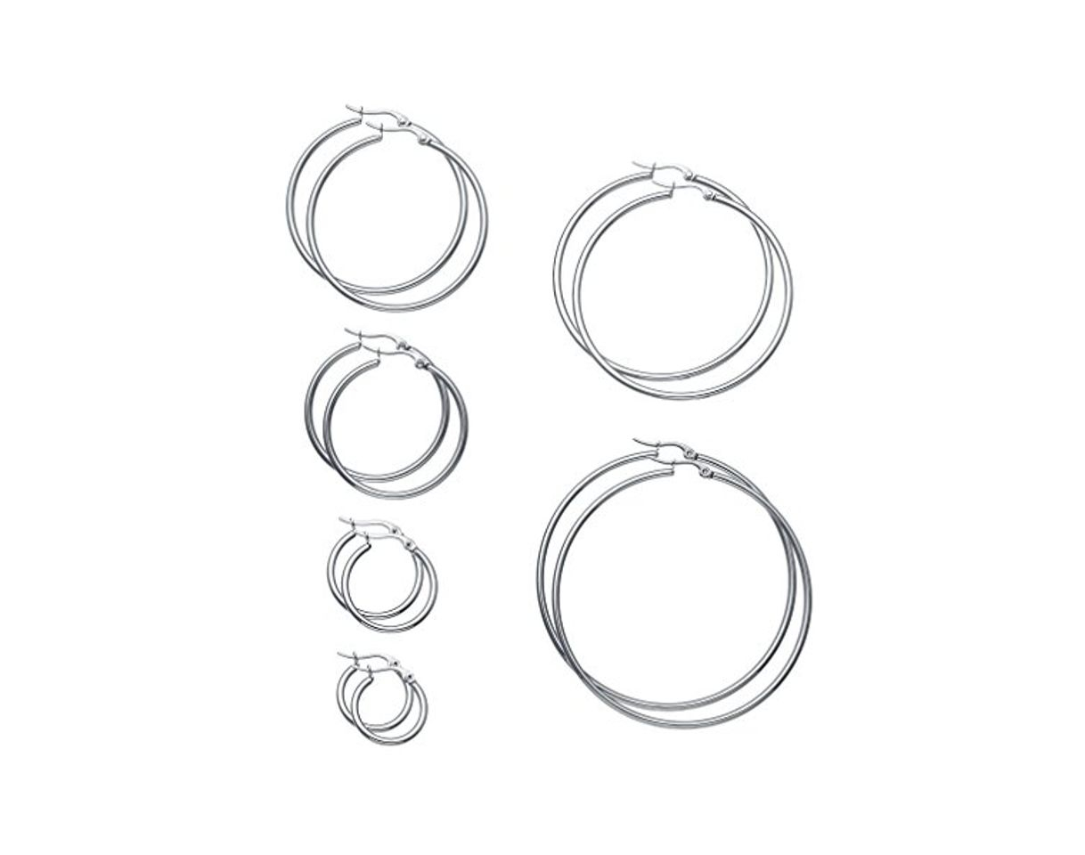 Social Sailimue 6 Pares Pendientes de Aro Acero Inoxidable Hombre Mujer Conjunto de