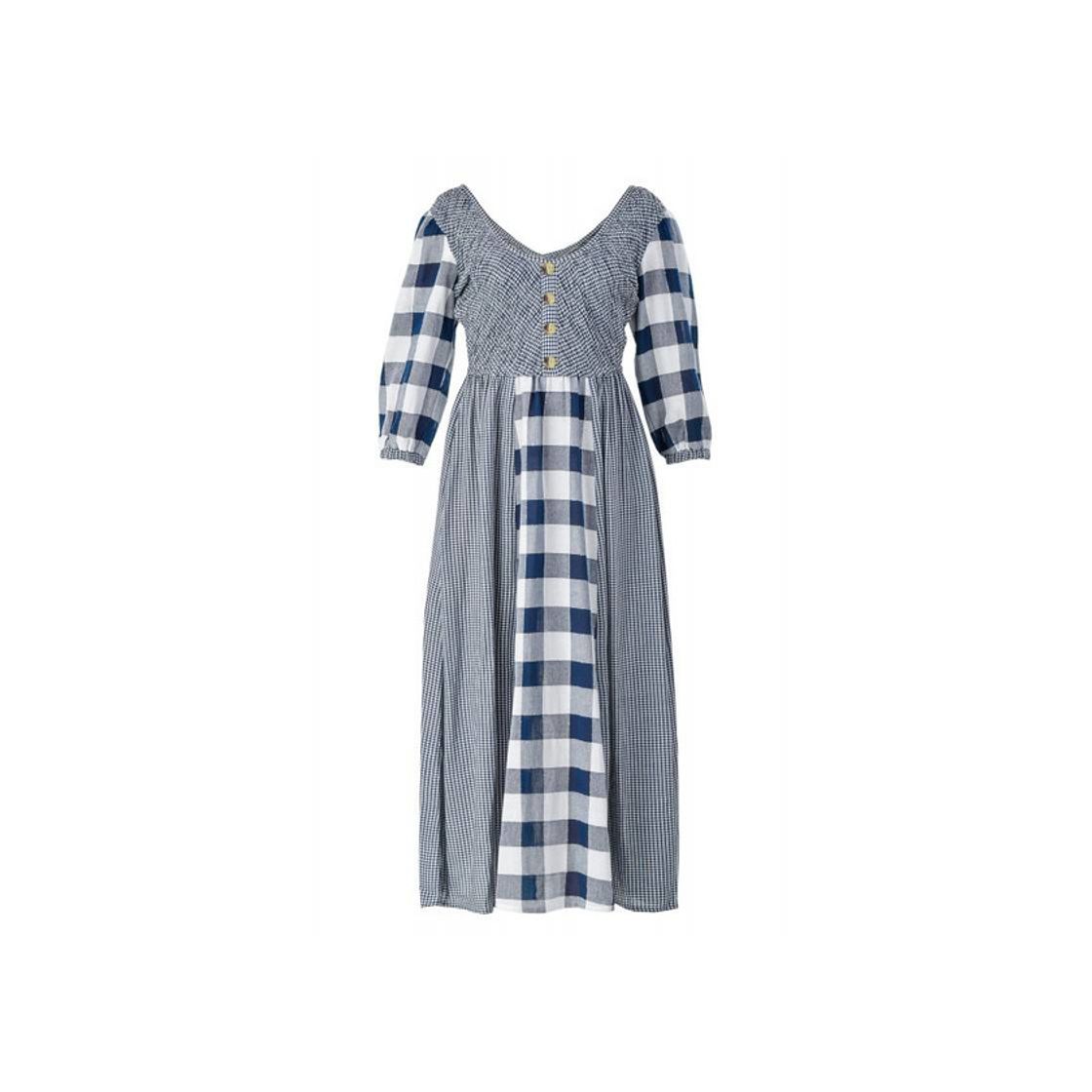 Social Vestido comprido blue squares