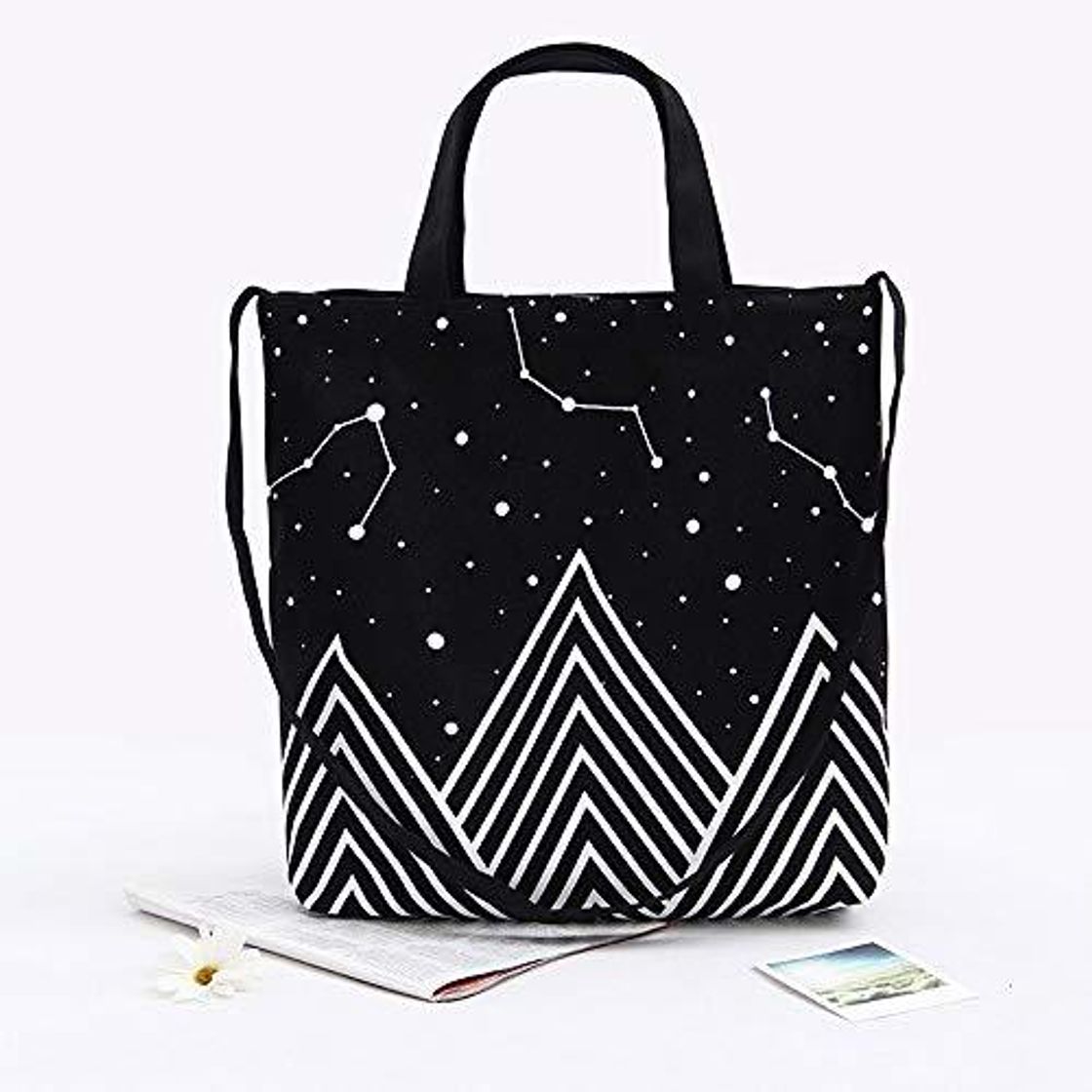 Productos ZXXFR Lienzo Bolsas Casual De Moda Bolso Negro Universo Estampado Bolsos Dama