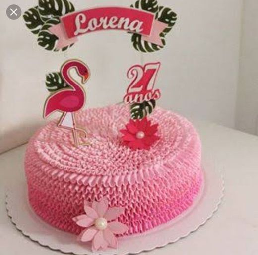 Topper para um bolo de aniversário flamingo 