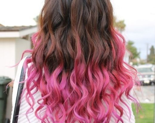 cabelo pontas rosas