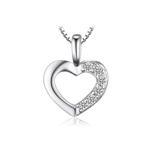 JewelryPalace Colgante Circonita en forma de Corazón Collar Plata de ley 925
