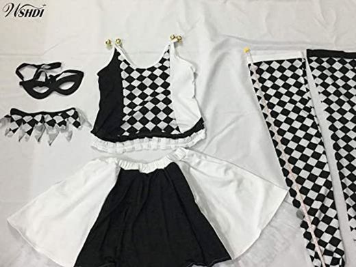 HNJing Ropa Interior Sexy Disfraz De Payaso De Circo Divertido Y Sexy para Mujer Uniforme De Arlequín Travieso Adulto Cosplay Disfraz Vestido De Fiesta Ropa De Rendimiento