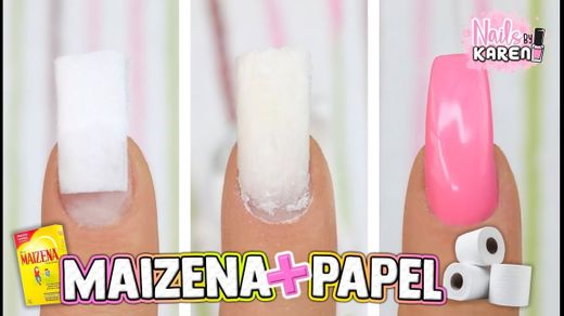 UÑAS POSTIZAS con PAPEL HIGIÉNICO y MAIZENA 