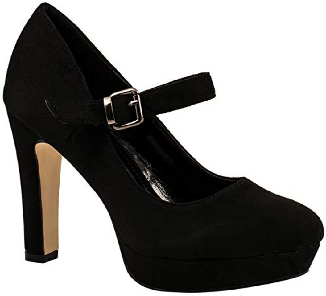 Social Elara Zapatos de Tacón con Correa Mujer Chunkyrayan Negro E22317