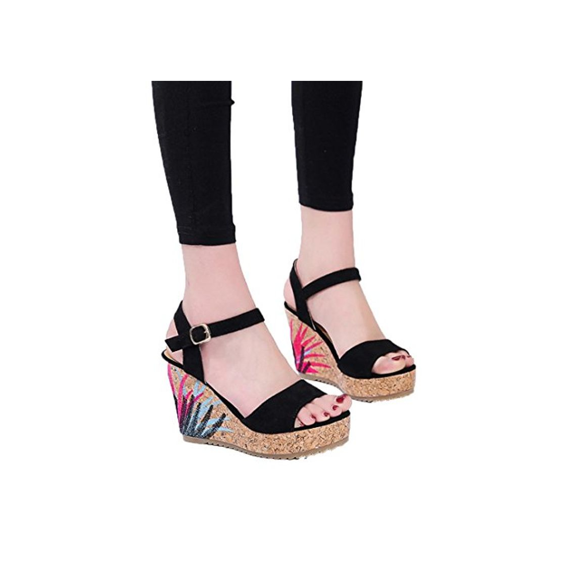 Product Sandalias para Mujer, RETUROM Bohemian Women Sandals Ankle Strap Straw Platform Wedges