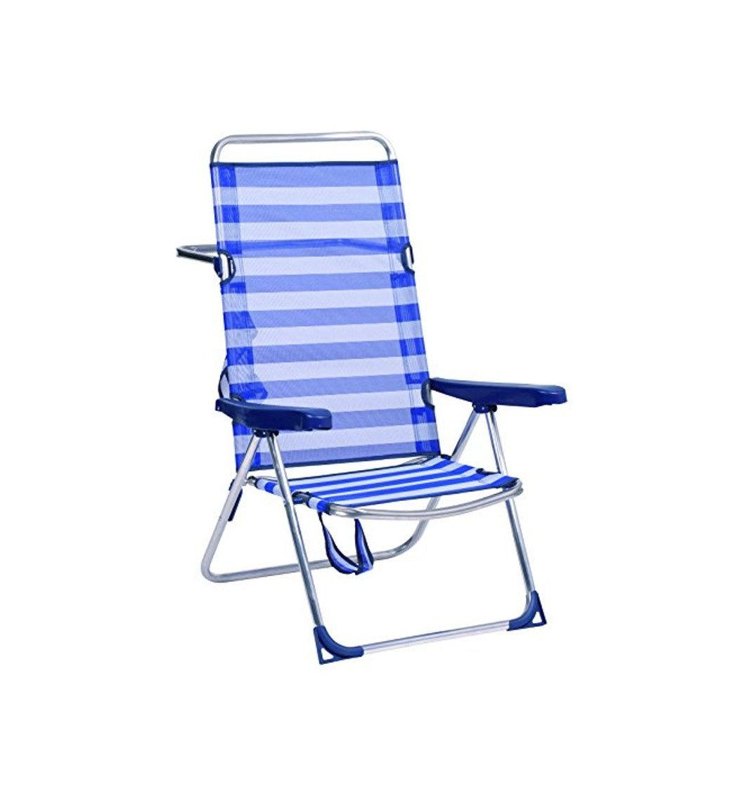 Productos Alco-670ALF-0056 Silla Playa Alta, fibreline, Color Rayas Azules y Blancas, 95x65.5x13.5 cm