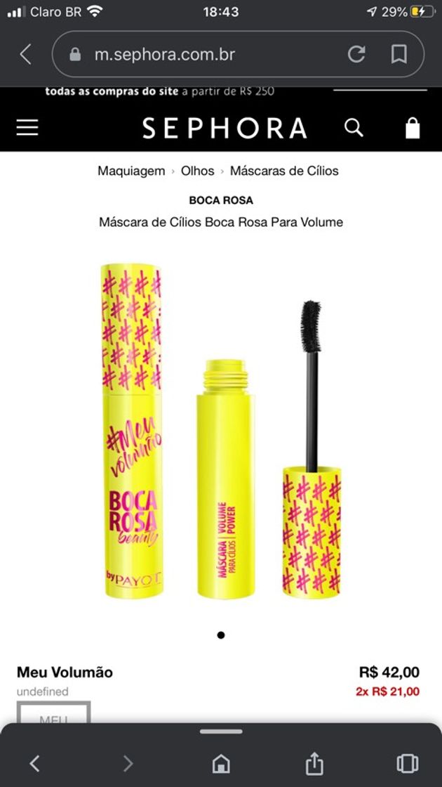 Fashion Máscara de Cílios Boca Rosa Para Volume | Sephora