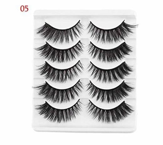 ZZDJ Pestañas postizas Maquillaje Natural 5 Pares 3D Faux Mink Hair Pestañas