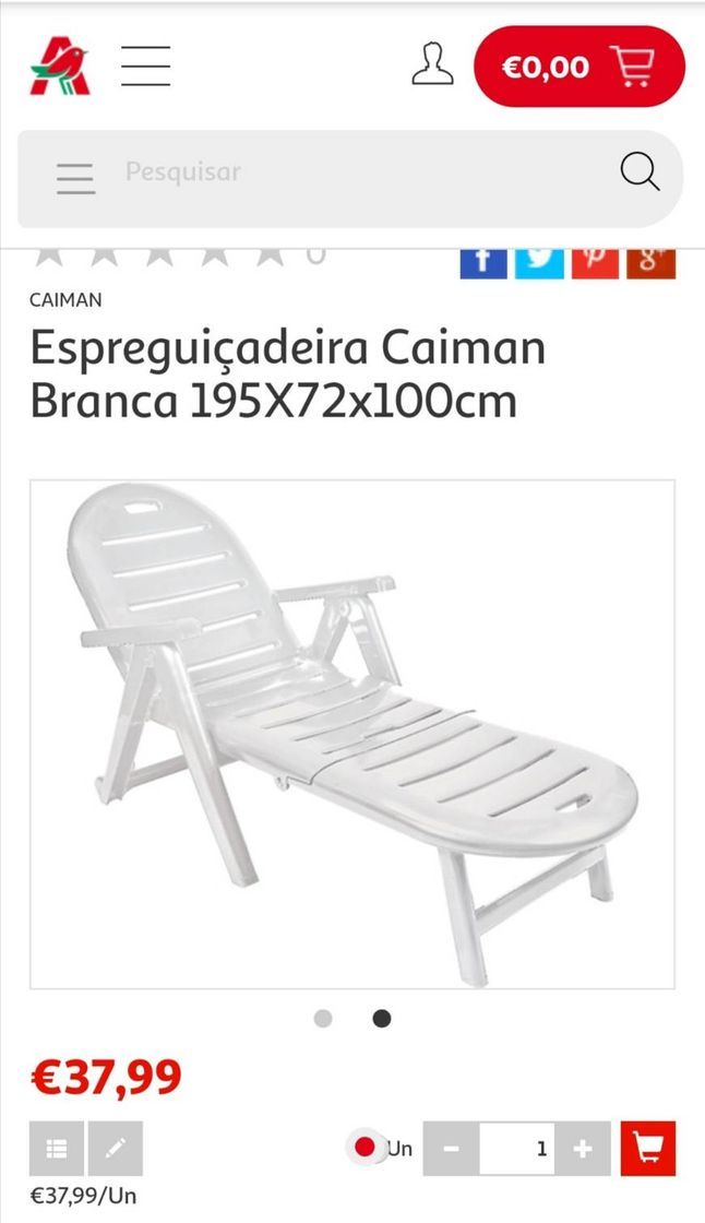 Moda Espreguiçadeira Caiman Branca 195X72x100cm | Auchan