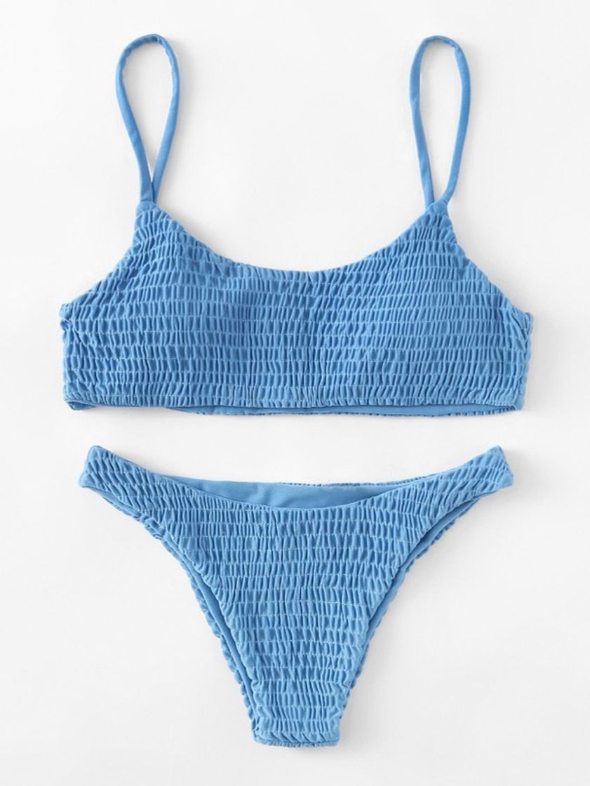 Fashion Bikini azul fruncido