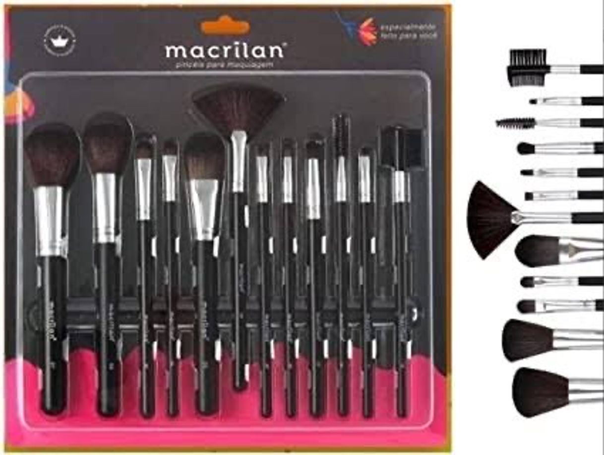 Fashion kit com 12 pincéis para maquiagem