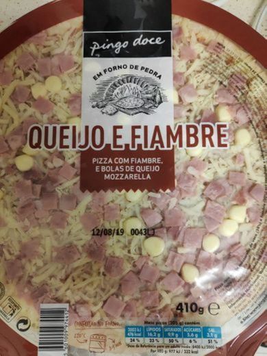 Pizza Queijo e fiambre - Pingo Doce - 410g