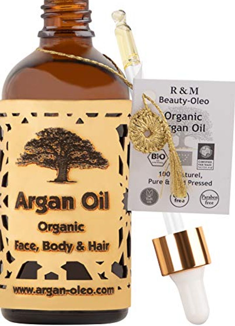 Belleza R&M Beauty-Oleo - Aceite de Argán orgánico prensado en frío. Aceite marroquí