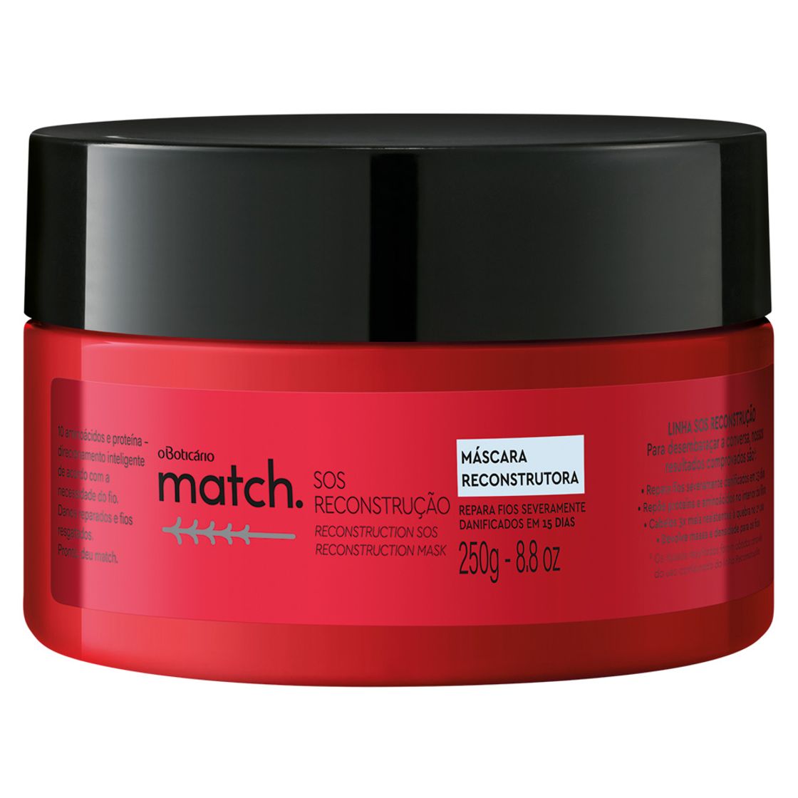 Fashion Match SOS Reconstrução Máscara Capilar, 250g - O Boticário