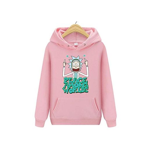 HOSD Sudaderas con Capucha Impresas Hombres Otoño Invierno Algodón Manga Larga Hip Hop Rick Morty Streetwear Ropa Hombre