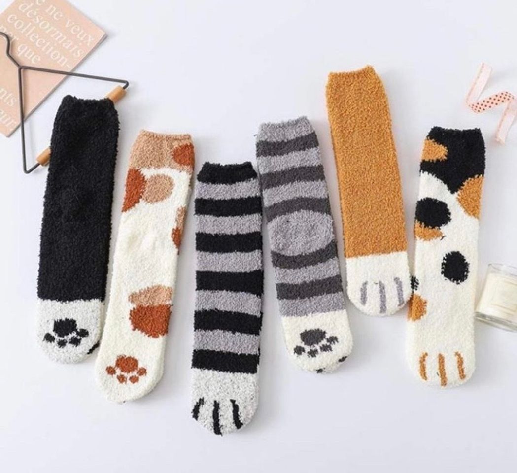 Social Calcetas afelpadas patitas de gato 