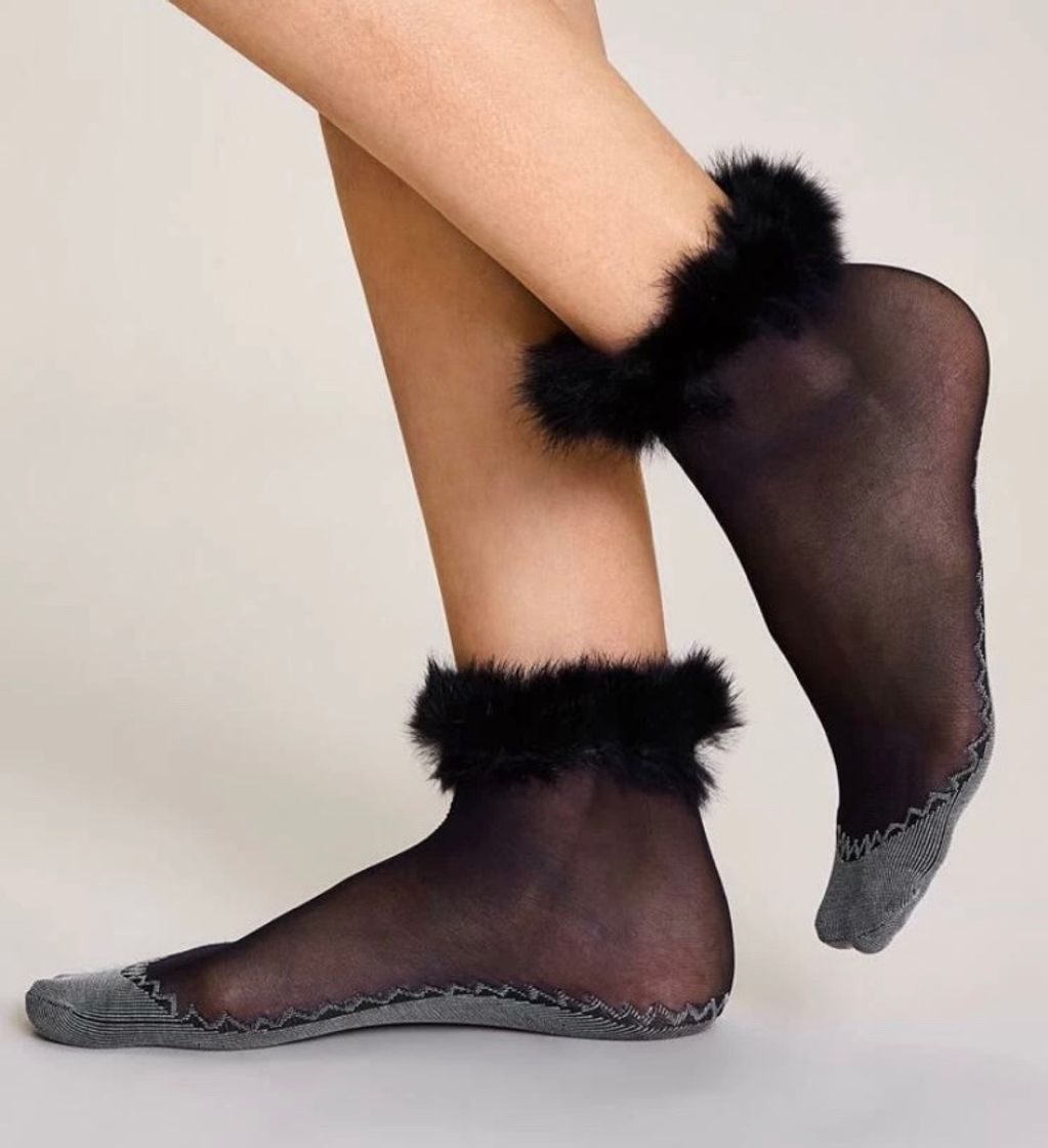 Moda 1pair Fluffy Trim Mesh Socks | SHEIN USA