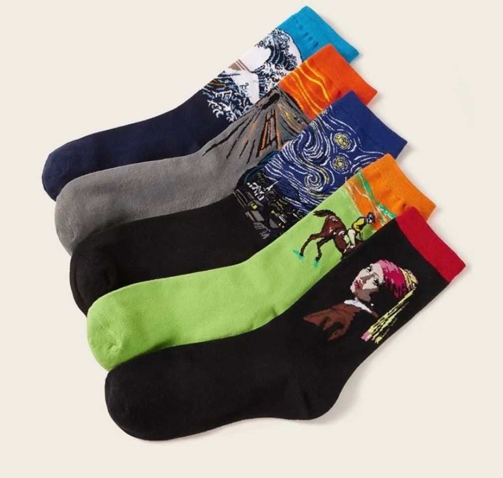 5pairs Oil Painting Pattern Socks | SHEIN USA