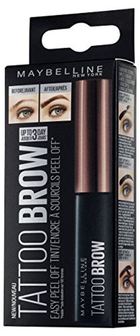 Belleza Maybelline New York Brow Tattoo Gel Tinte para Cejas Morenas, Marrón Oscuro