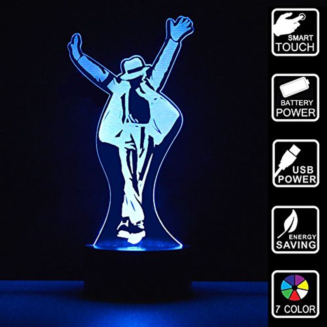 Product Michael Jackson Libro Poster 3D Lámpara de Escritorio Mesa 7 cambiar el color botón táctil de escritorio del USB LED lámpara de tabla ligera Decoración para el Hogar Decoración para Niños Mejor Regalo