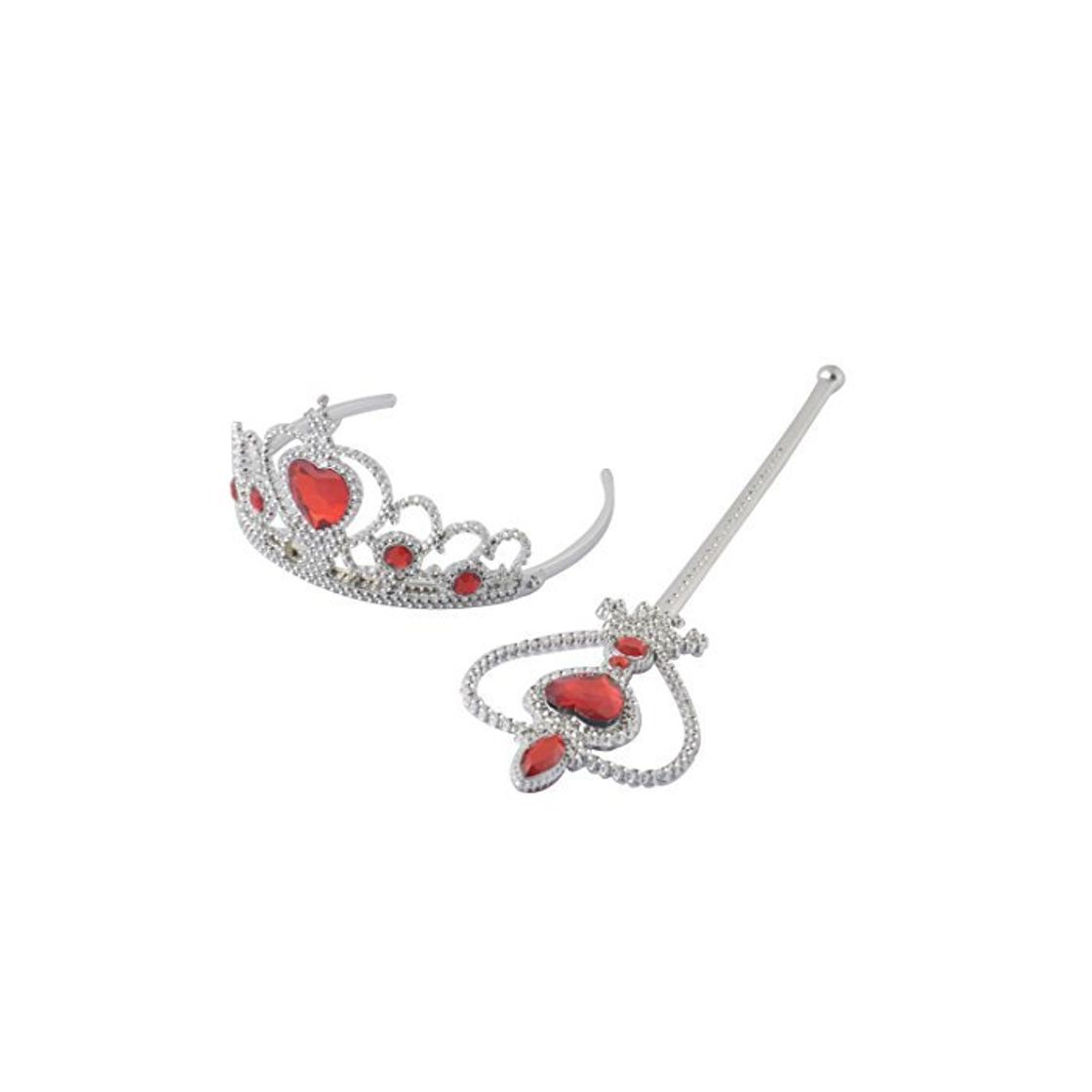 Producto DealMux Cinta de Cabeza Princesa Reina Accesorios Corona de la Tiara Varita mágica de Plata del Tono Rojo