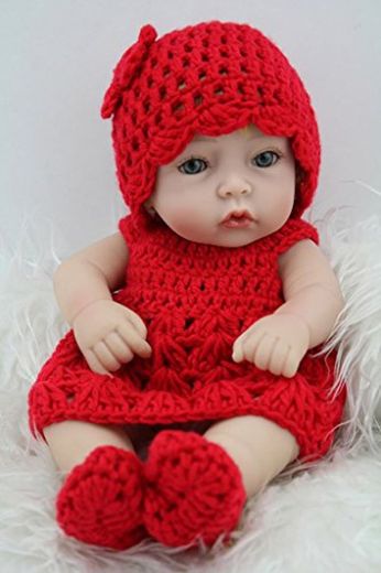 Nicery 11inch Renacido de la Reborn muñeca del silicón Duro Vinilo 28cm Impermeable Chica de Juguete de Regalo Sombrero Vestido Rojo Reborn Baby Reborn Doll