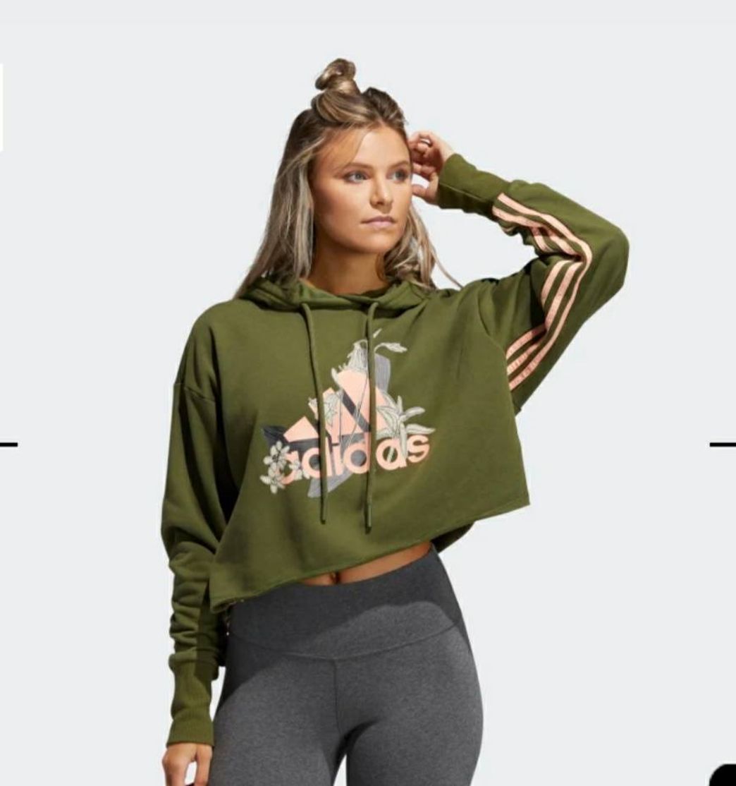 Moda Moletom adidas verde cropped