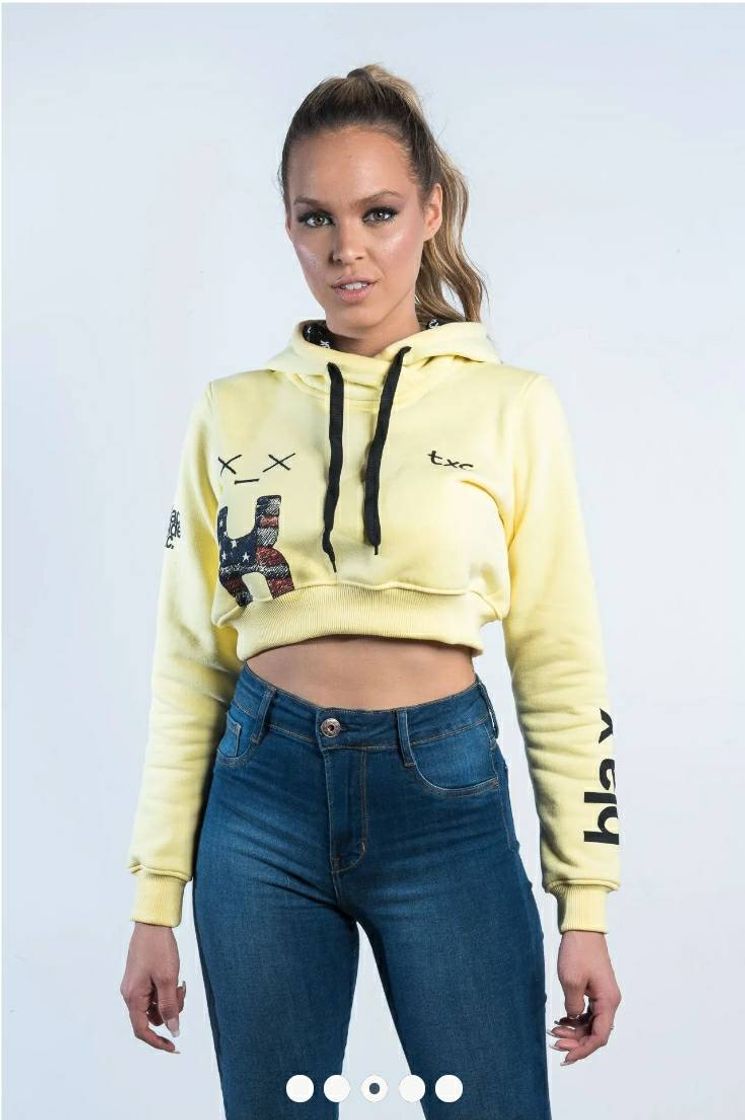 Moda Moletom TXC amarelo cropped