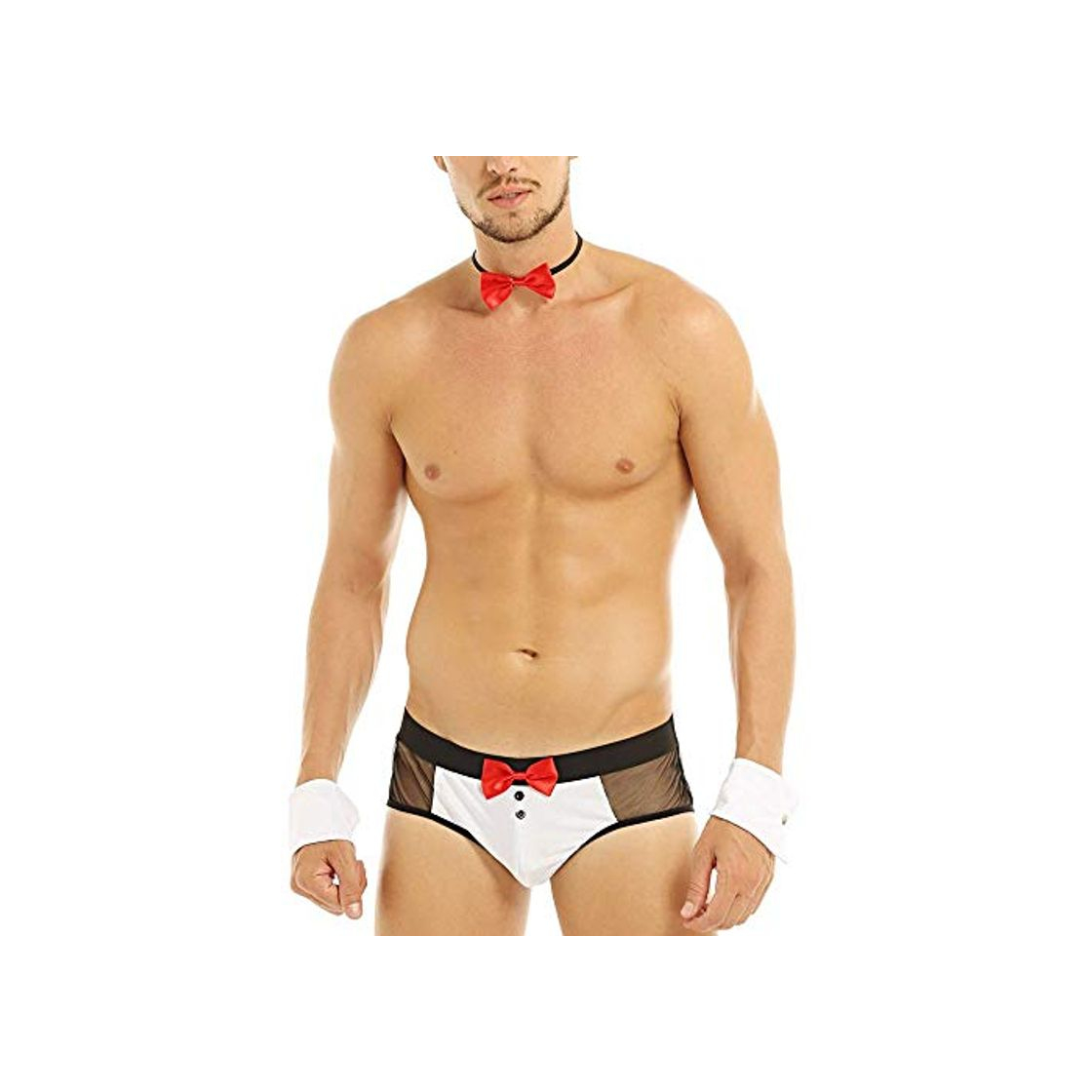 Social Ropa de dormir para mujer Lencería exótica para hombre Sex Shop Disfraces de mayordomo Ropa interior transparente con pajarita XXL