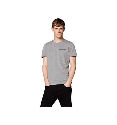 Calvin Klein Chest Institutional Slim SS tee Camiseta, Gris
