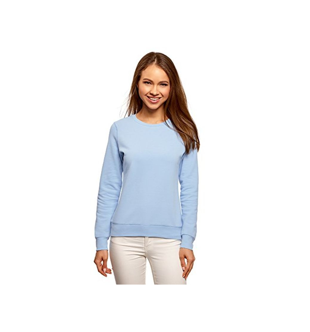Social oodji Ultra Mujer Suéter Básico de Algodón, Azul, ES 38