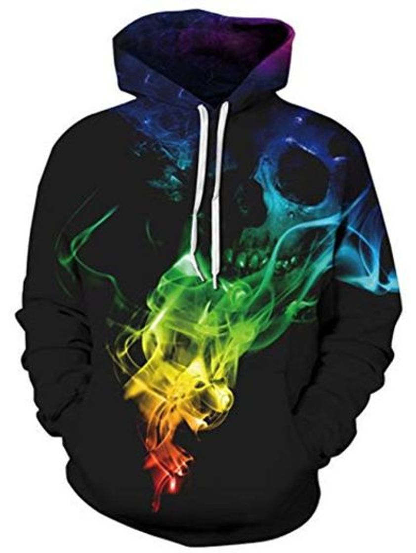Social TUONROAD Hoodie Hombre Funny Humo Colores 3D Impreso Sudaderas con Capucha Ligero