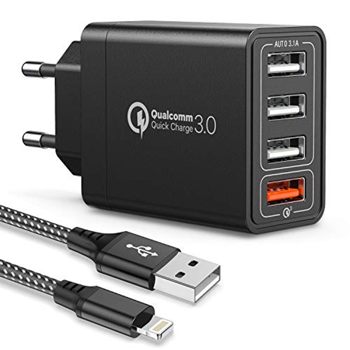 Social JOOMFEEN Quick Charge 3.0 Cargador USB de Pared,30W QC 3.0 Cargador Móvil