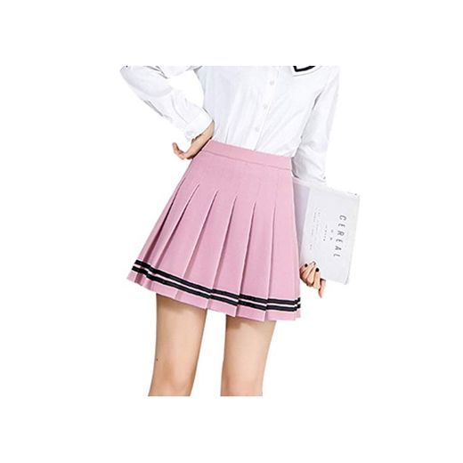JiXuan Dulce Falda Plisada Mujeres Lindo Cintura Alta Mini Aline Sailor Skirt Harajuku School Girls Uniformes Falda
