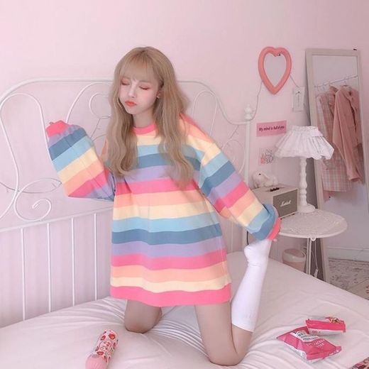 Ulzzang Loose Rainbow Sweater – Roo Roo Kawaii