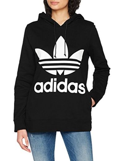 adidas Trefoil H Sudadera con Capucha, Mujer, Negro