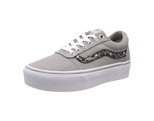 Vans Ward Platform Canvas Zapatillas Mujer, Gris