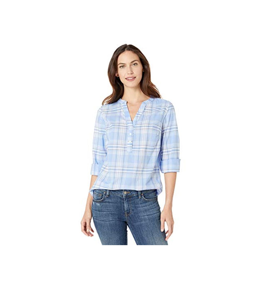 Product Amazon Essentials - Camisa de manga larga de algodón para mujer, azul