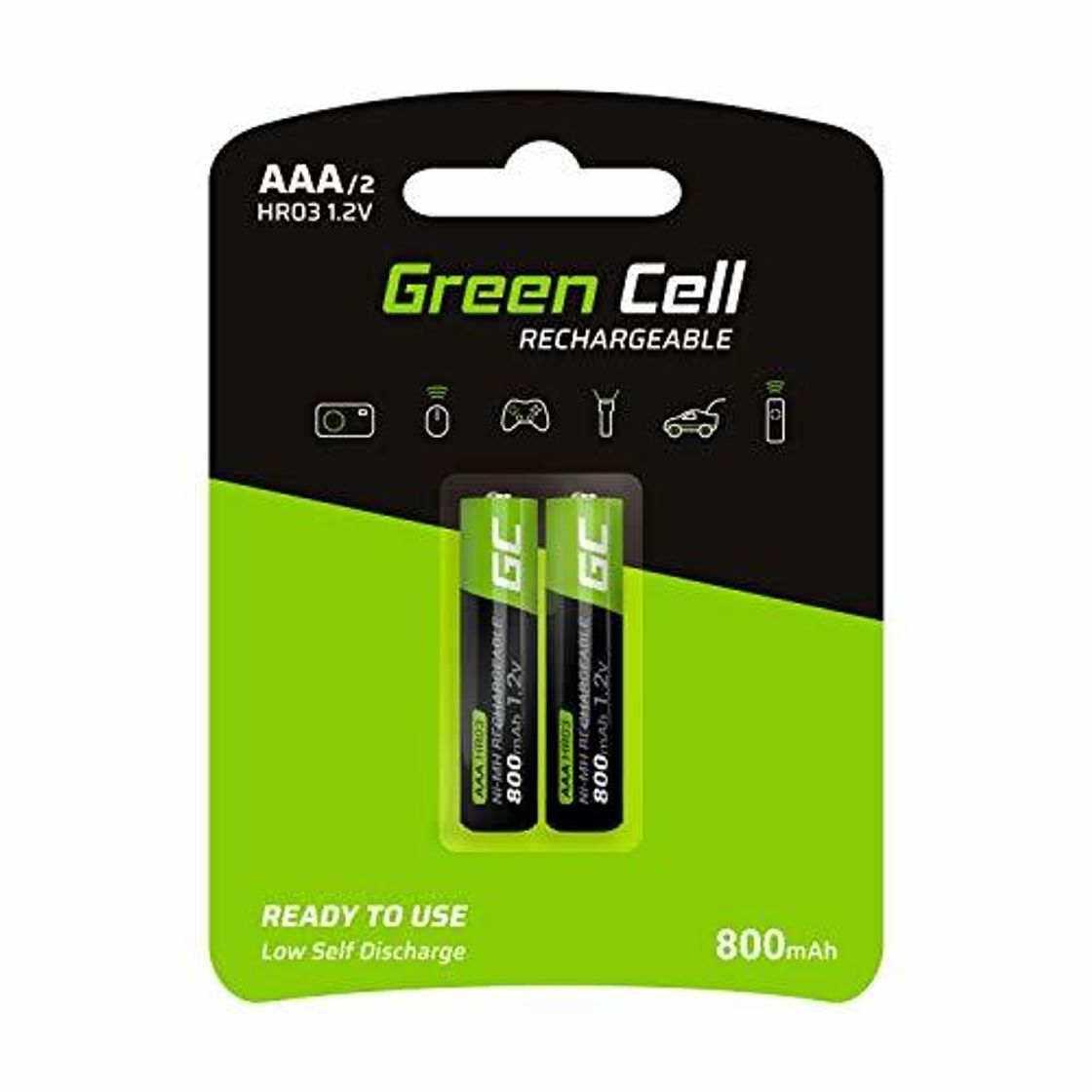 Products Green Cell 2X AAA 800mAh 1.2V Juego de 2 Pilas Recargables AAA