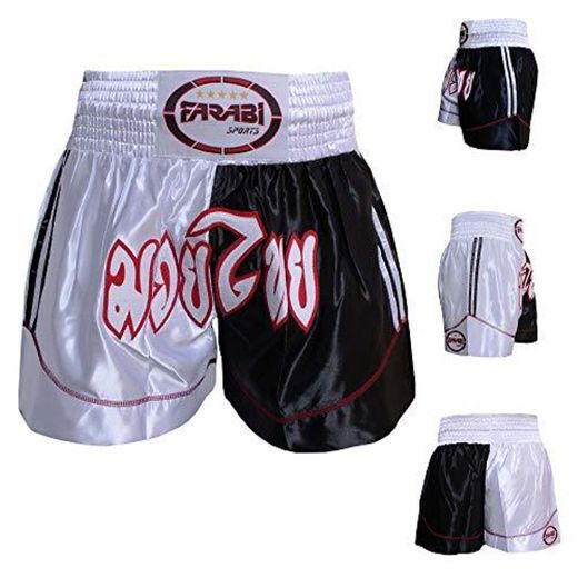 FARABI Muay Thai Pantalones Cortos para Kickboxing Cortos MMA Boxeo formación Corto
