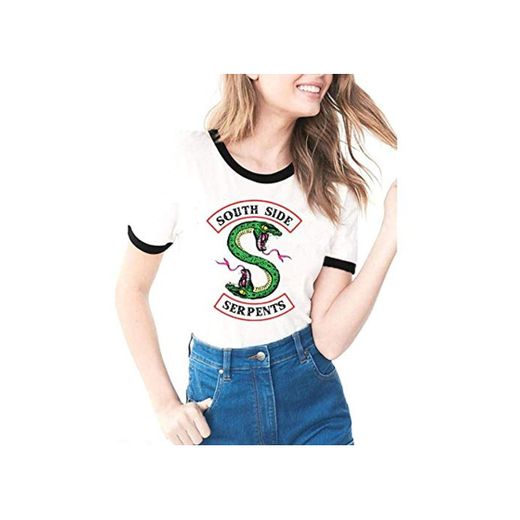 Tejido Modal Suave y Confortable Riverdale-South Side Serpents Imprimiendo Camisetas de Manga