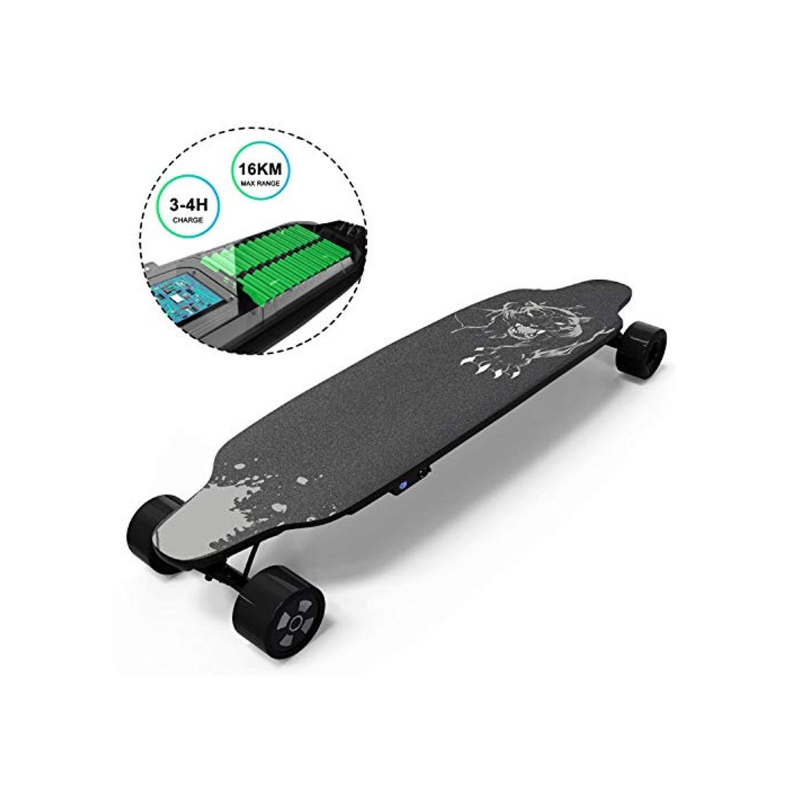 Products GeekMe Monopatín Eléctrico con Control Remoto, Skateboard de 4 Ruedas con Batería