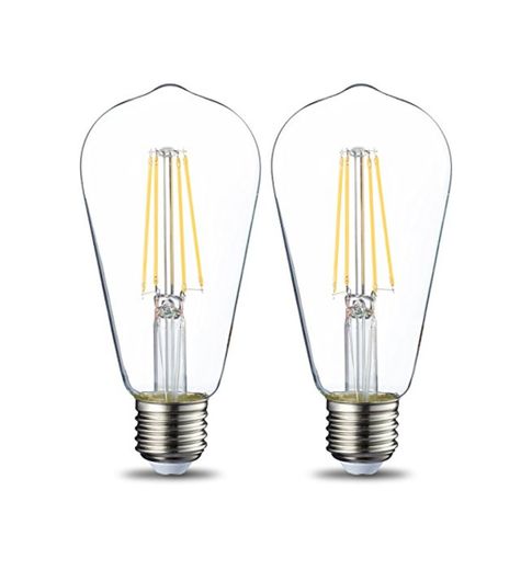 AmazonBasics Bombilla LED Esférica E27 Vintage Edison, ST64, 7W