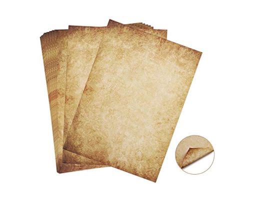 60 hojas Papel con diseño de papel antiguo Carta Pergamino Vintage Din