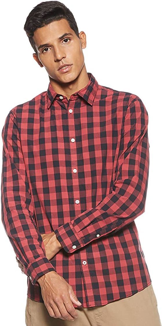 Social JACK & JONES Jjegingham Shirt L/s Camisa, Multicolor