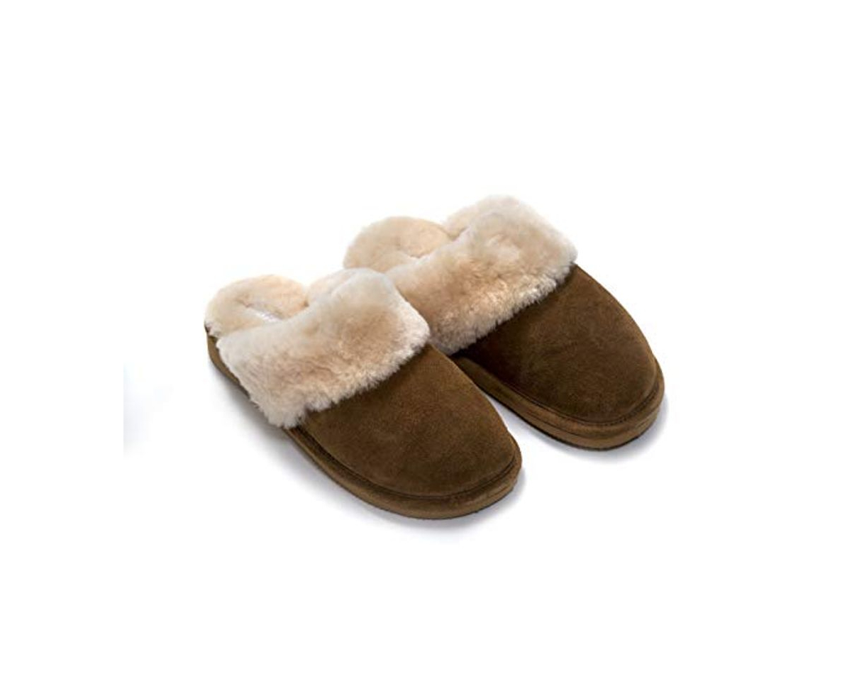 Social Tommy Tou - Zuecos de piel de oveja para mujer, color Marrón,