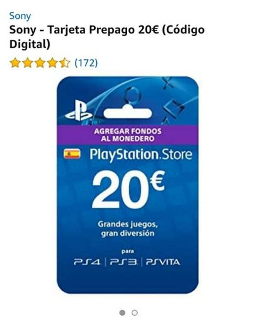 Moda Tarjeta Play Station Store 20 €